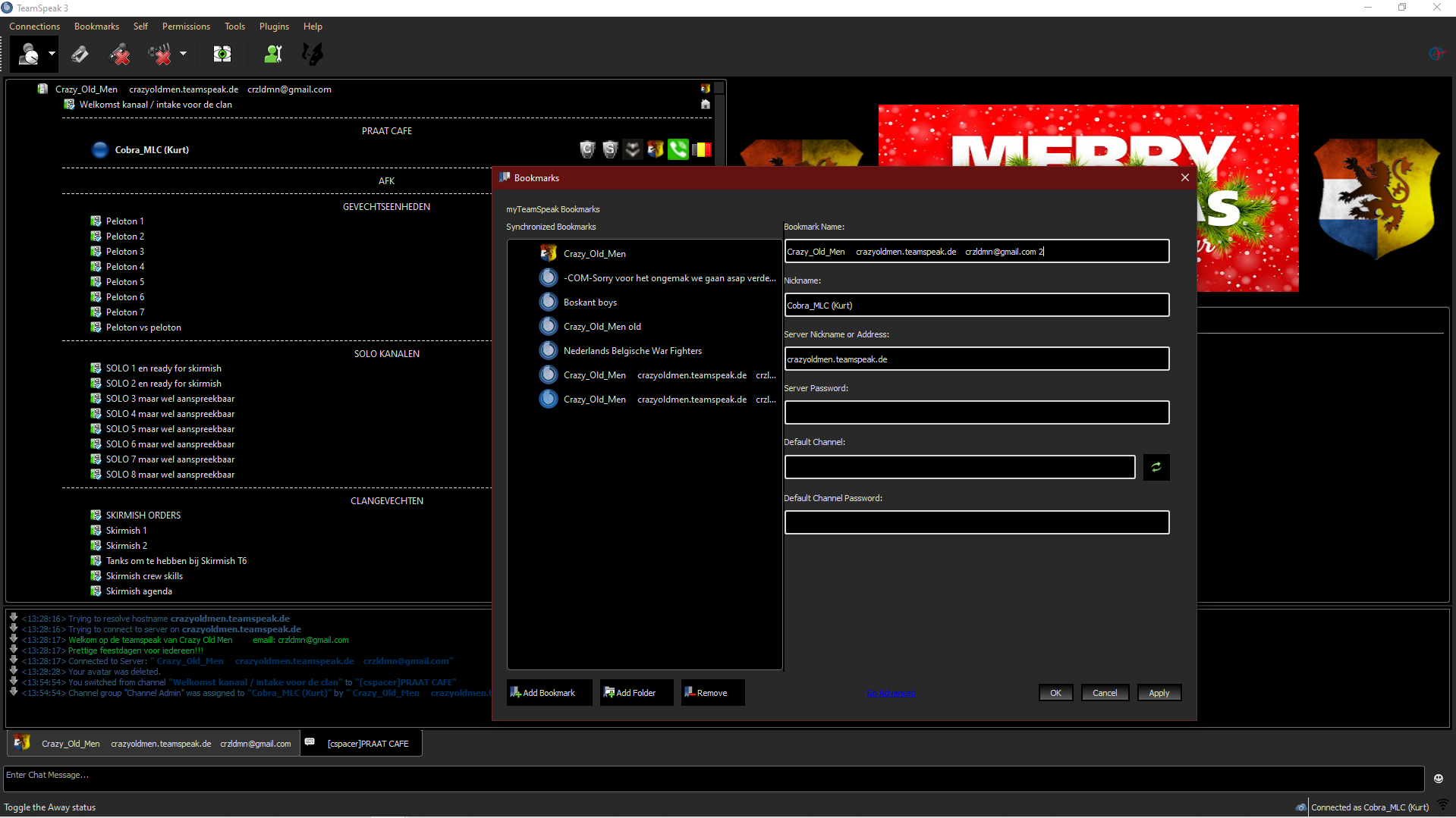 Teamspeak bookmark